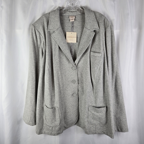 Covington Jackets & Blazers - NEW Covington Cotton Stretch Comfort Knit Blazer Jacket Womens Plus Size 24/26W